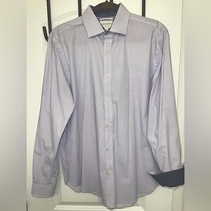 Con.Struct Men's Slim-Fit Stretch blue/pink pattern Dress Shirt